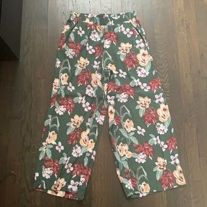 NWOT! LOFT green floral flowy pants